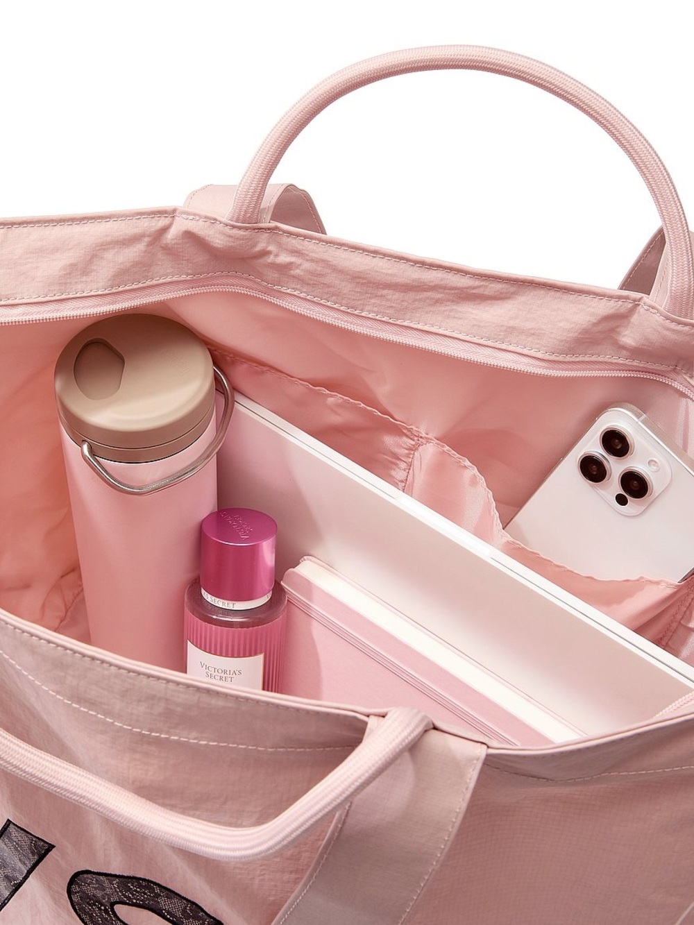 Victoria's Secret VSX Large Light Pink Logo Tote Bag Gym Travel Weekender - Picture 7 of 11